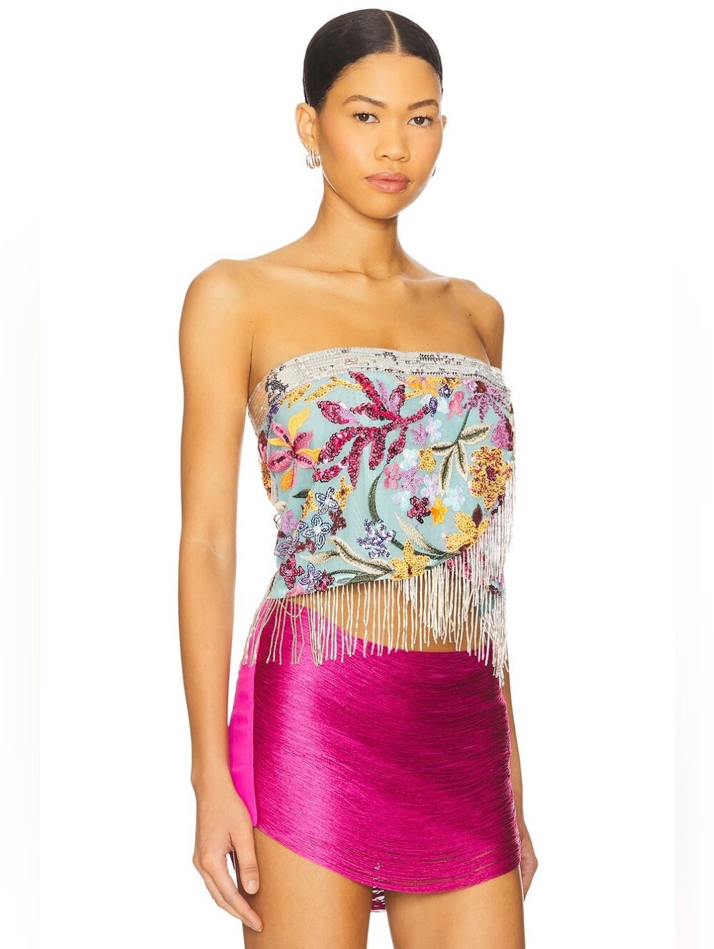 NWT $155 JADED LONDON Sequin Scarf Top In Multi US 4 - Picture 3 of 8
